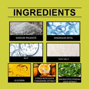 Graphique detaille des ingredients naturels pour savon homme aux extraits vegetaux.