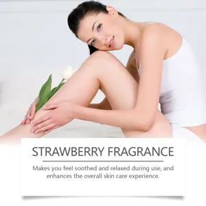 Strawberry body massage oil for moisturizing skin, smoothing and relaxing body care.