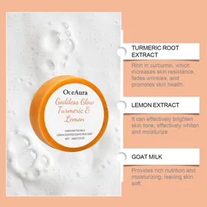 OceAura turmeric lemon goat milk soap provides gentle cleansing, deep moisturizing, and skin brightening.