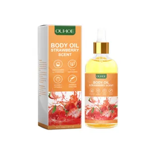OUHOE 100ml Strawberry Body Oil Moisturizing Hydrating Plant Extract Skin Care Oil