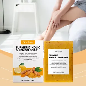 Savon au Curcuma Acide Kojique et Citron Barre de Nettoyage Visage et Corps Soin Naturel Savon Fait Main