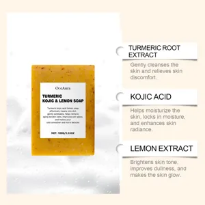 OceAura Savon Curcuma Kojic Citron barre nettoyante naturelle pour le visage et corps 100g