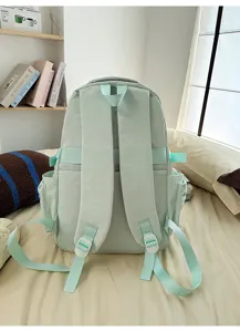 Vue arrière du sac à dos vert menthe montrant les bretelles rembourrées réglables