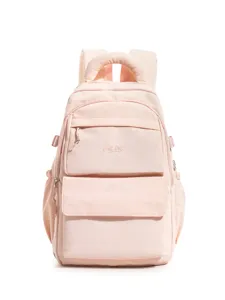 Pink college style large capacity school backpack for girls with letter embroidery