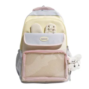 Zaino scolastico carino in stile giapponese colori pastello con orecchie e tasca a rete