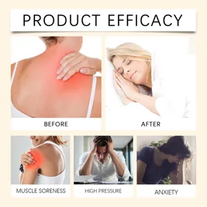 Körperpflege-Ätherisches-Öl Wirksamkeitsdetailkarte mit Muskelkaterlinderung und Stressabbau.