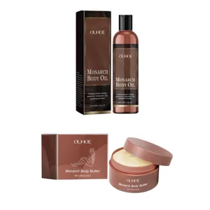 OUHOE Monarch body care set featuring nourishing body oil and hydrating body butter for skin.