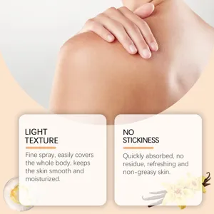 Refreshing moisturizing body spray, lightweight texture, quick absorption, non-greasy skincare.