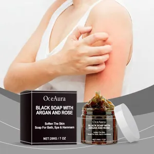 OceAura Black Soap with Argan and Rose 200g deep cleansing moisturizing body scrub bath spa
