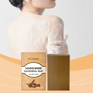 Savon Nourrissant au Bois de Santal Nettoyage en Profondeur Pain de Savon Végétal pour Soin Corporel Quotidien et Bain