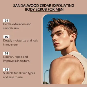 Sandalwood Cedar Body Scrub for Men Gentle Exfoliating Refreshing Skincare Detail Image