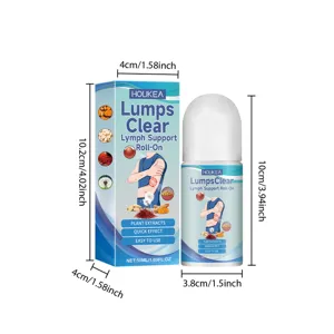 HOUKEA frasco roll-on de cuidado corporal soporte linfático 50ml con dimensiones detalladas
