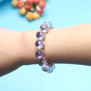 Colorful crystal faceted bead stretch bracelet charming jewelry for women daily wear