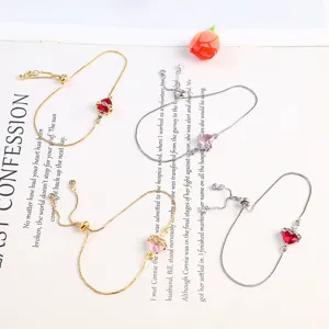 Adjustable heart zircon bracelet set, stylish crown charm chain for women daily wear.