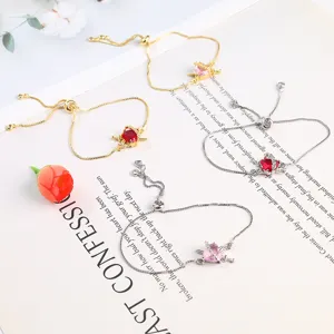 Adjustable heart sword crystal bracelet set, chic alloy zircon chain jewelry for women.