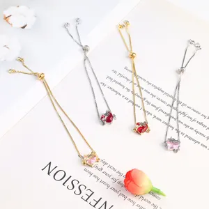 Adjustable heart zircon bracelet set featuring elegant gold and silver chains for women.