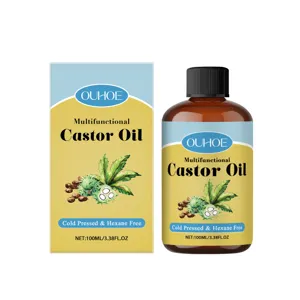 OUHOE Huile de Ricin Multifonctionnelle 100ml Pressée à Froid sans Hexane Cheveux Peau