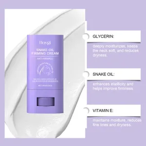Neck cream stick detail showing texture, snake oil firming ingredients and smooth application.