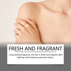 Body cleansing soap detail showing clean skin and long-lasting fresh fragrance effect.
