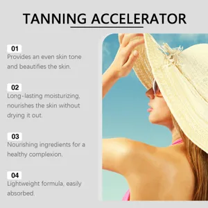 Acelerador de bronceado corporal exterior con fórmula hidratante y nutritiva.