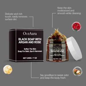 OceAura Black Soap with Argan and Rose cleanses, moisturizes and refreshes skin daily.