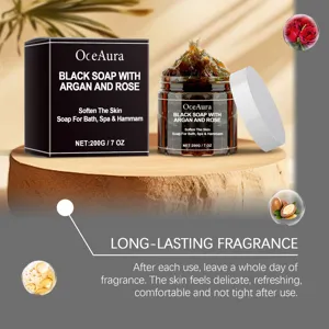 OceAura Black Soap with Argan and Rose 200g deep cleaning moisturizing long lasting fragrance