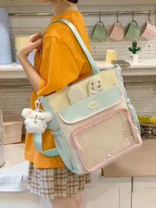 Sweet Japanese style Ita bag with rabbit ears and clear window for school students