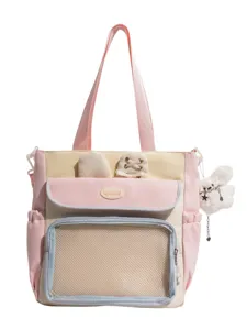 Sweet Japanese style Ita bag with bunny ears and mesh display pocket for students