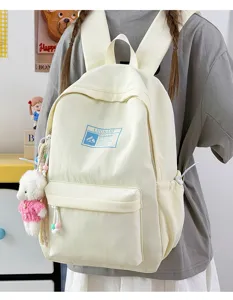 Zaino scolastico minimalista in stile coreano color crema per studenti e laptop