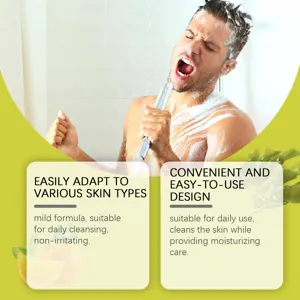 Présentation du savon de bain revitalisant dans une scène de douche rafraîchissante idéale.