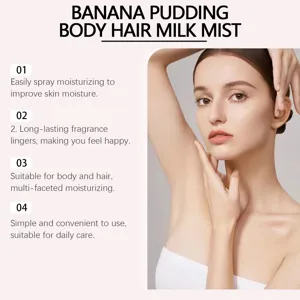 Banana pudding body hair mist for moisturizing and daily care, refreshing fragrance spray.
