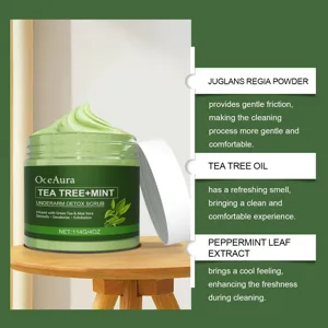 OceAura απολέπιση σώματος tea tree και μέντα 114g απαλή κρέμα φροντίδας δέρματος βαζάκι.