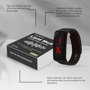 Bracelet de sport numérique LED noir tracker de fitness avec design étanche et affichage.