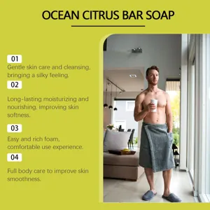 Savon solide agrumes océan pour hommes nettoyage corporel doux et hydratation durable.