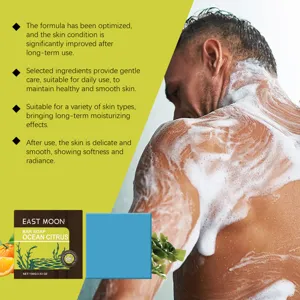 Savon barres agrumes ocean homme EAST MOON, nettoyage doux, gel douche rafraichissant pour la peau.