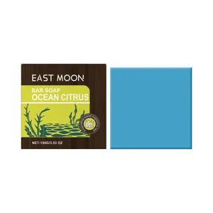 EAST MOON Savon Solide Ocean Citrus pour Homme, Savon Corps Rafraîchissant et Doux 100g
