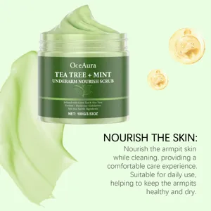 Tea tree mint underarm nourish scrub, exfoliating body cream with green tea extract, 100g.