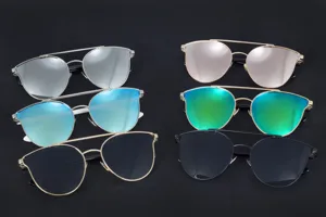 Fashionable oversized sunglasses set featuring six distinct lens colors and metallic frame styles