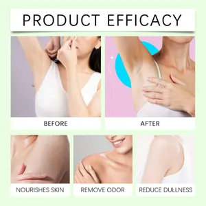 Underarm and shoulder skin care detail view showing before and after efficacy, nourishing skin.