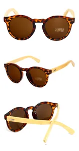 Detailed view of tortoise shell sunglasses with natural bamboo temples and UV400 protection