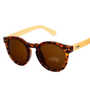 Classic leopard print sunglasses with handmade bamboo temples and UV400 protection lenses