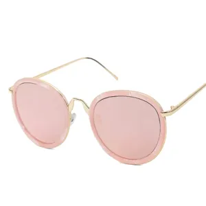Fashion Oversized Round Frame Sunglasses UV400 Protection Metal Plastic Mixed Frame Retro Sun Glasses For Women Men