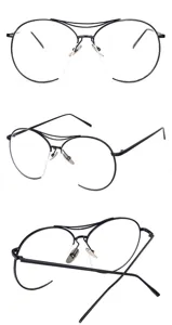 Detailansichten der stilvollen schwarzen Pilotenbrille aus Metall mit Doppelsteg-Gestell