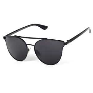 Fashion Oversized Cat Eye Sunglasses Metal Double Bridge Frame European Street Style Shades UV400 Mirror Lens Sun Glasses