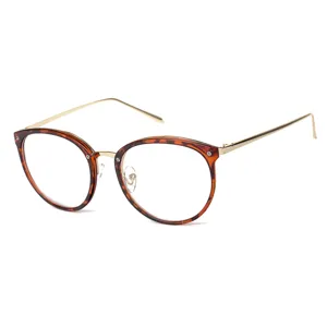 Gafas retro de montura metálica de carey estilo universitario clásico para hombre y mujer