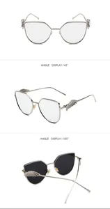 Detailansichten der Flügel-Serie Sonnenbrille mit Rahmen- und Dekordetails aus mehreren Winkeln