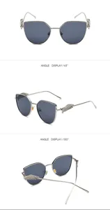 Multi-Winkel-Ansicht der modischen Cat-Eye-Sonnenbrille mit Flügel-Bügel-Design