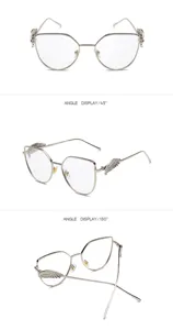Detailansicht der Metallbrille mit dekorativen Flügeln aus verschiedenen Perspektiven