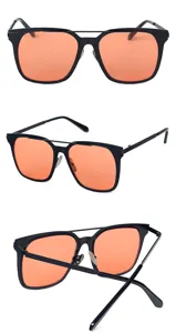 Vues détaillées sous plusieurs angles de lunettes de soleil à monture en métal noir.