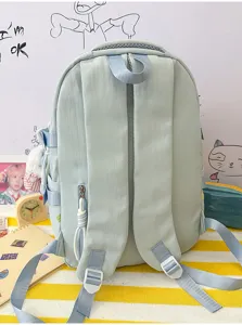 Rückansicht eines ergonomischen Schulrucksacks in Minzgrün für Mädchen mit Polsterung